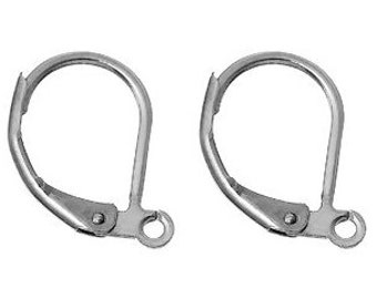 BULK 30 Stainless Steel  Lever Back 16mm Earrings  with a Loop F680