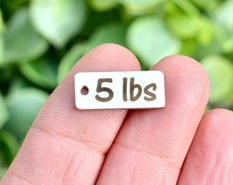 5 lbs Weight Loss Progress Charm, Weight Loss Milestone Charm, Fitness Achievement Gift, Stainless Steel Engraved Charm CC128