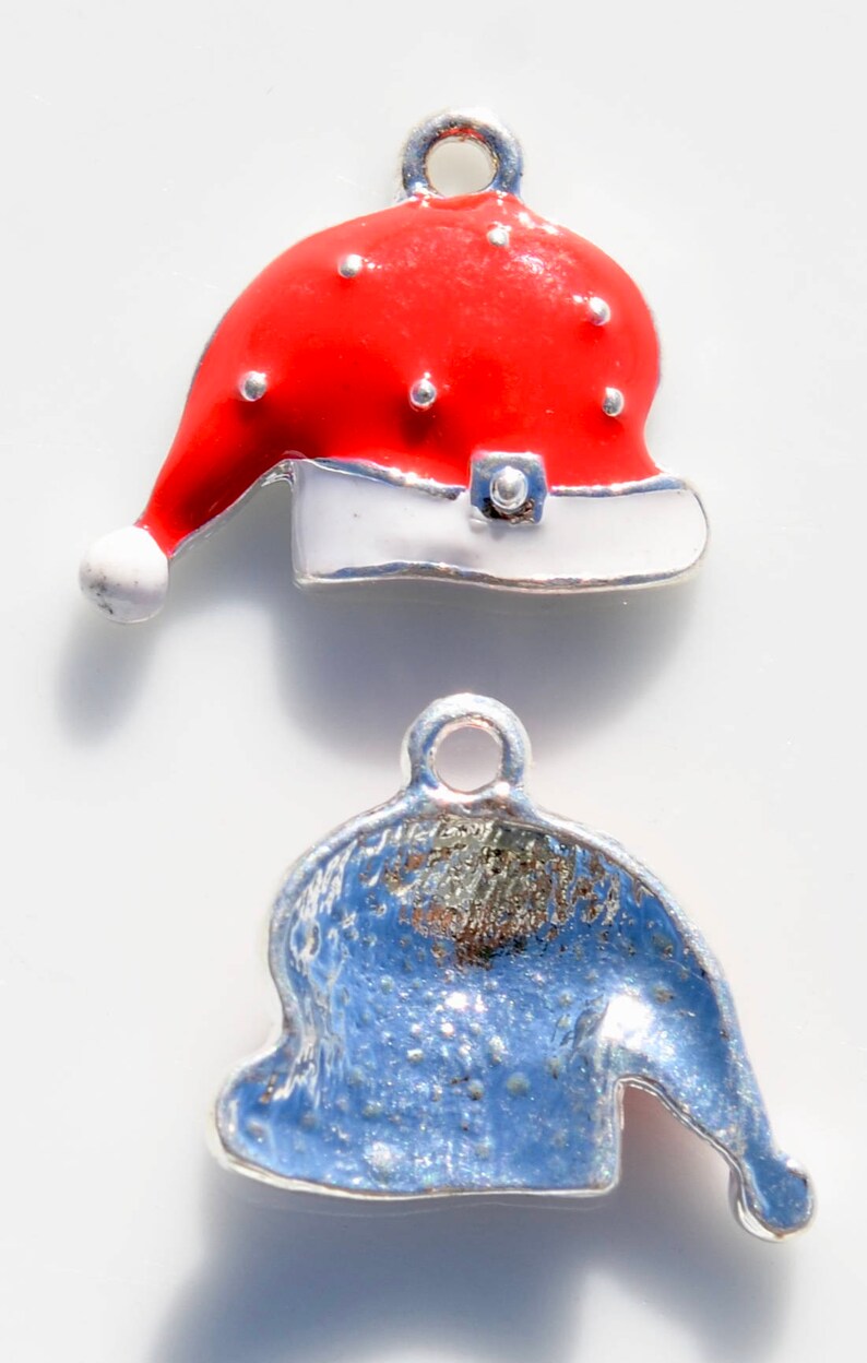 BULK 20 Red and White Enamel Santa Hat Charms SC5147 Etsy