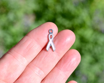5 Pink Enamel Cancer Awareness Ribbon Charms SC2069