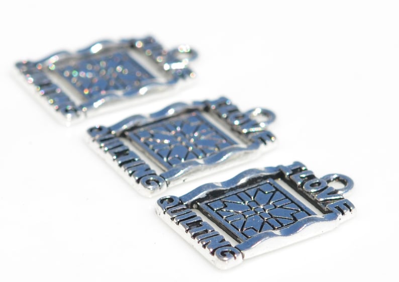 BULK 50 I Love Quilting Silver Tone Charms SC6797 Etsy