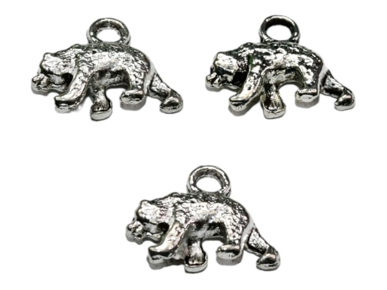 10 Bear Silver Tone 3D Charms SC1556 image 3