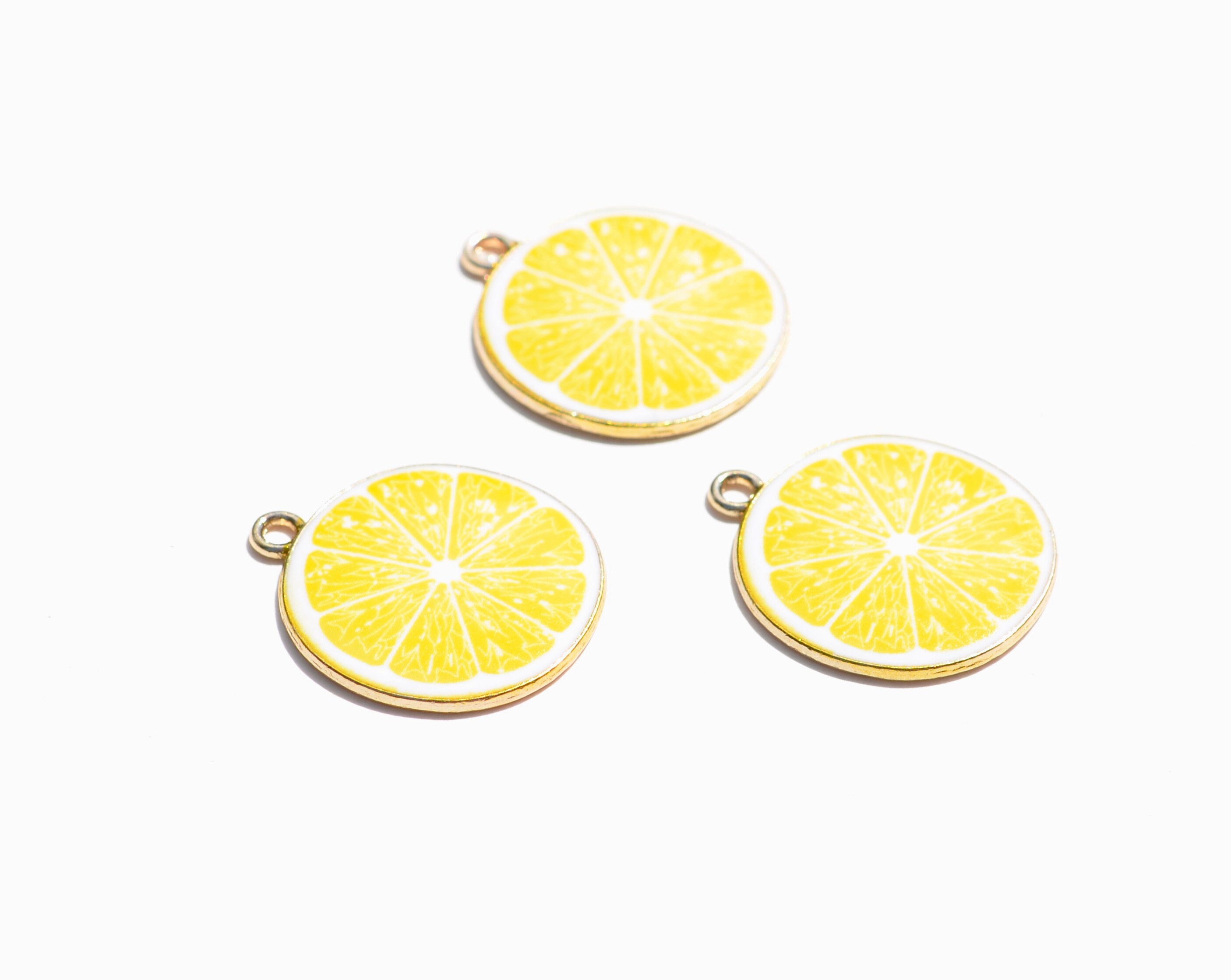 1 Yellow Lemon Slice Gold Tone Charm GC3842 - Etsy