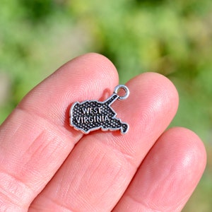 West Virginia State Charm Antiqued Sterling Silver West Virginia State Charm Antiqued Sterling Silver