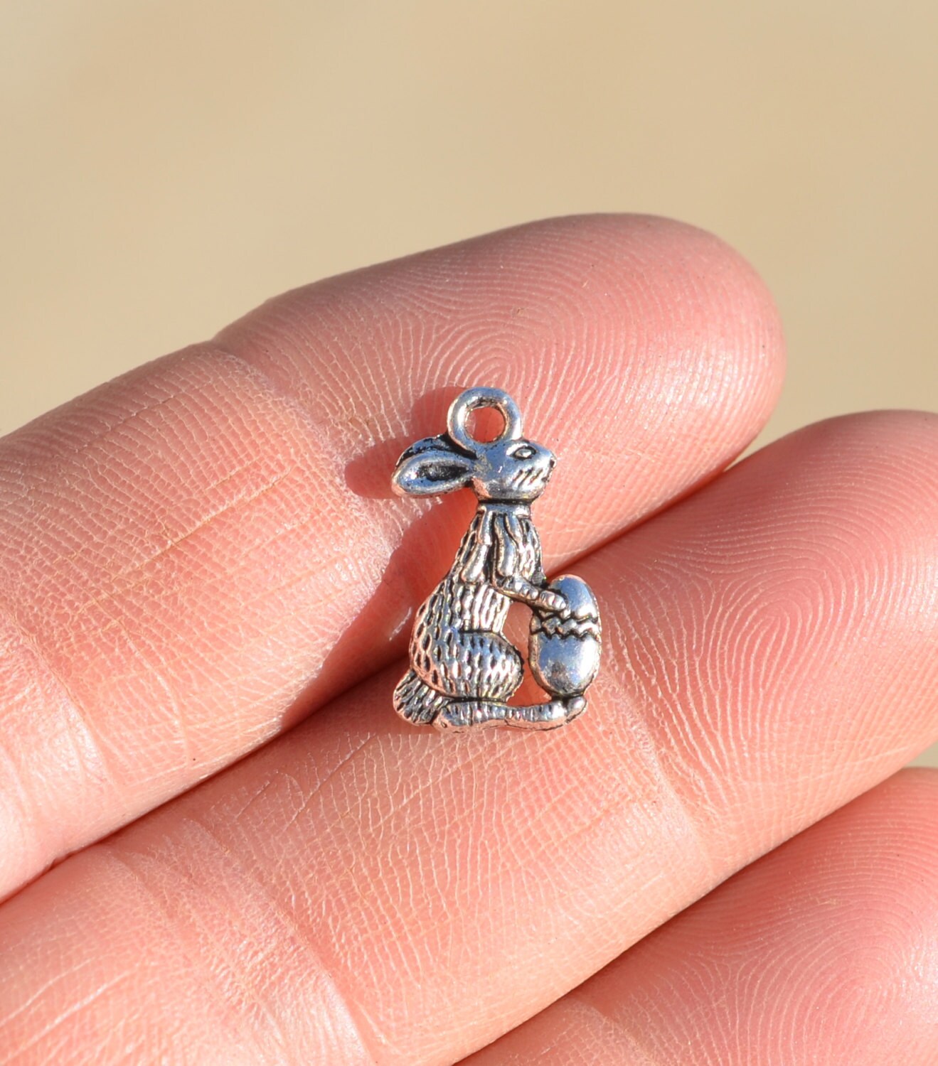 thumbnail image 2 of Jewelry & Watches EASTER ANGEL BUNNY RABBIT 3D .925 Solid Sterling Silver Charm 2 of 13
