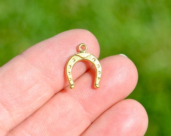 BULK 20   Horseshoe  Gold Tone Charms GC2848