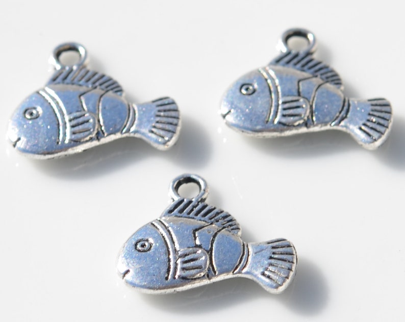 BULK 50 Fish Silver Tone Charms SC2433