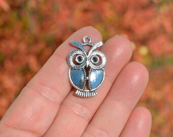 Jewel Tie 925 Sterling Silver Owl Pendant Charm 10mm x 18mm Jewel Tie 925 Sterling Silver Owl Pendant Charm 10mm x 18mm