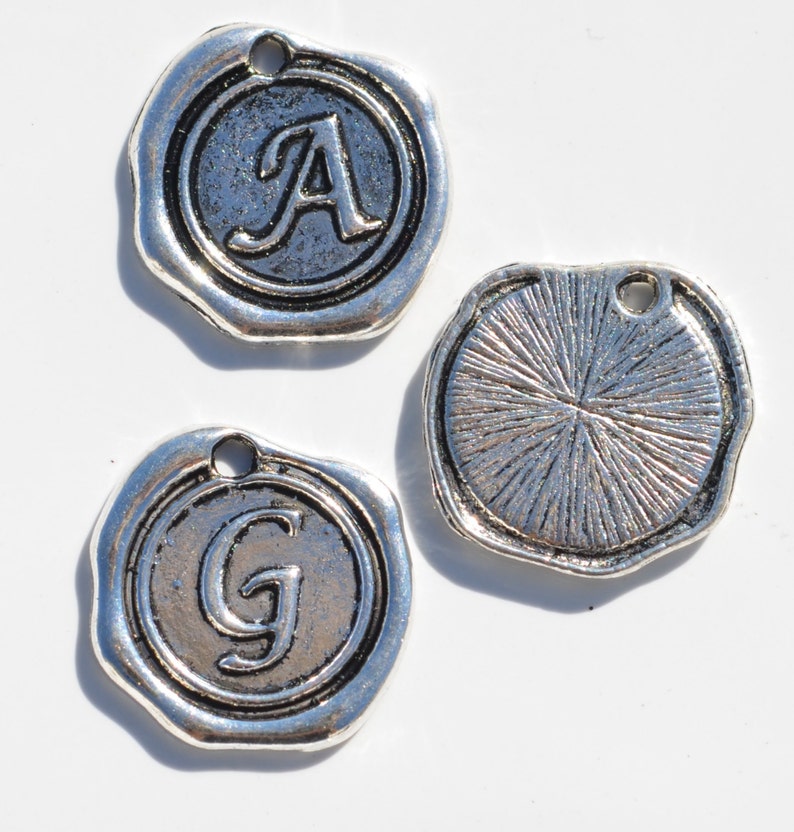 26 Wax Stamp Alphabet Charms Silver Letters A to Z SC6715 Etsy