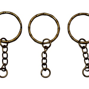 BULK 20 Key Ring Holder Bronze Tone with Extender Chain F322