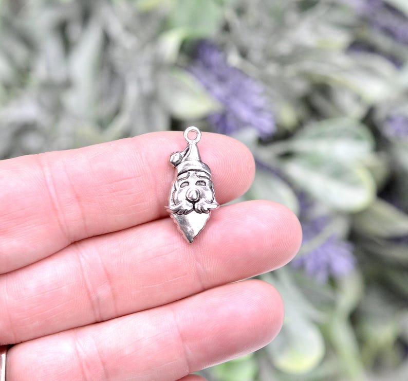 BULK 50 Santa Claus, Old Saint Nick Silver Tone Charms SC3307 image 1