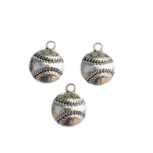 10 Baseball Silver Tone Charms SC1210 image 2