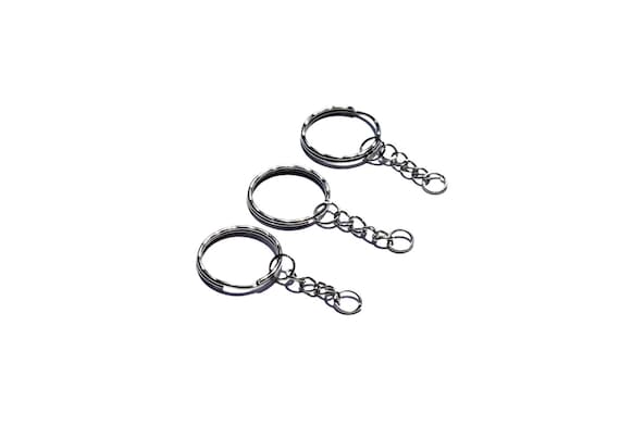 BULK 50 Key Ring Holder Silver Tone With Extender Chain F321