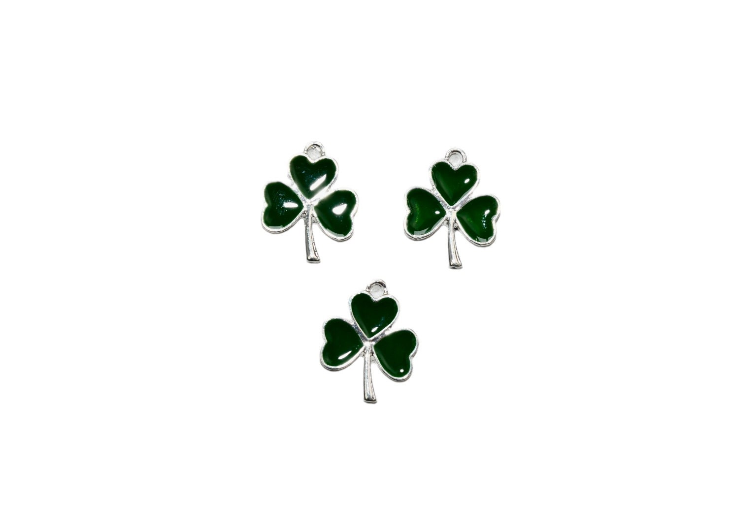 BULK 20 Green Enamel and Silver Tone Clover Charms SC5725 - Etsy