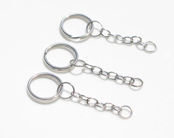 小物 GROUMETTE KEY RING BULK 50 Key Ring Holder Silver Tone With Extender Chain F321