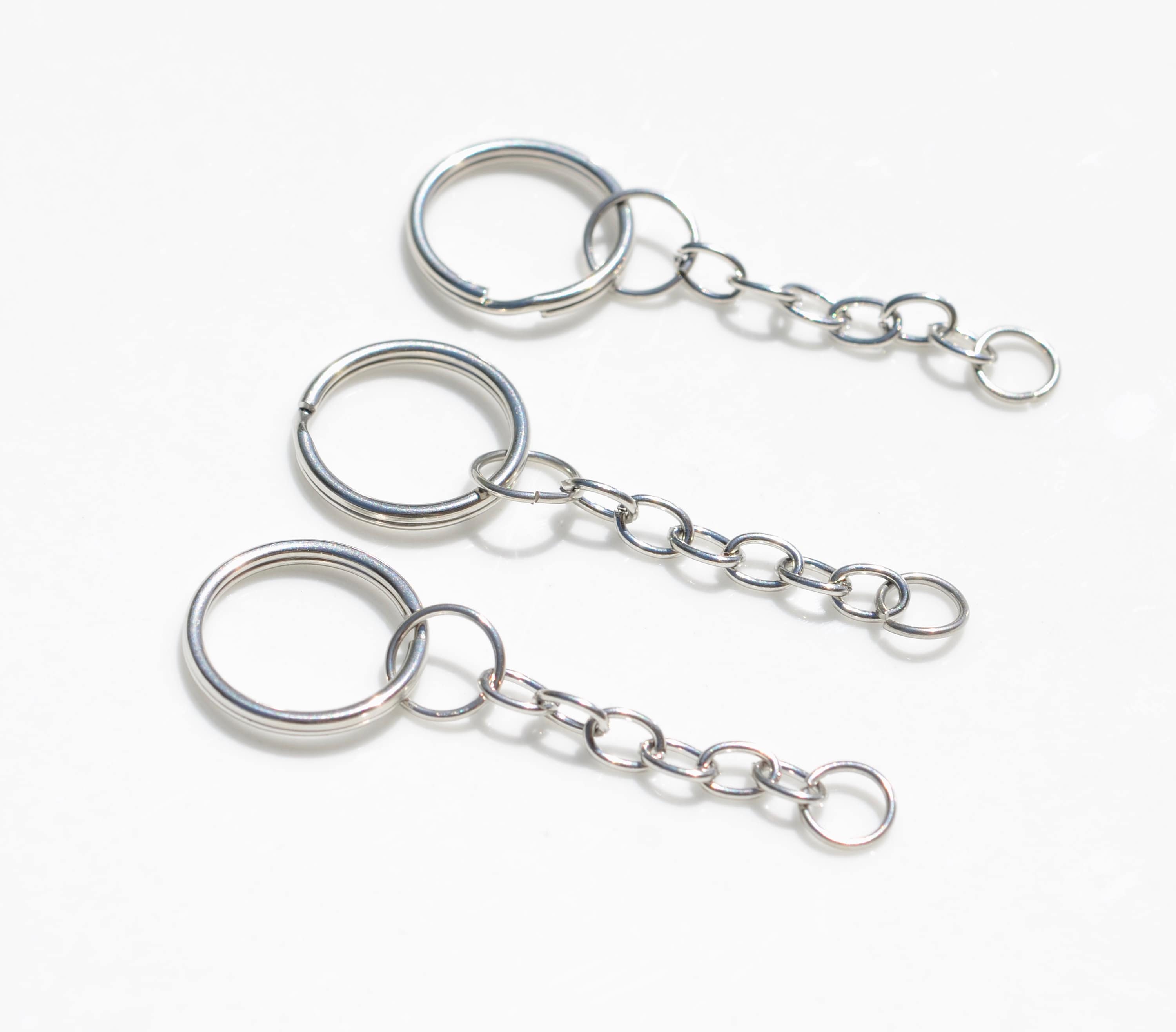 BULK 20 Key Ring Holder Silver Tone With Extender Chain F321 