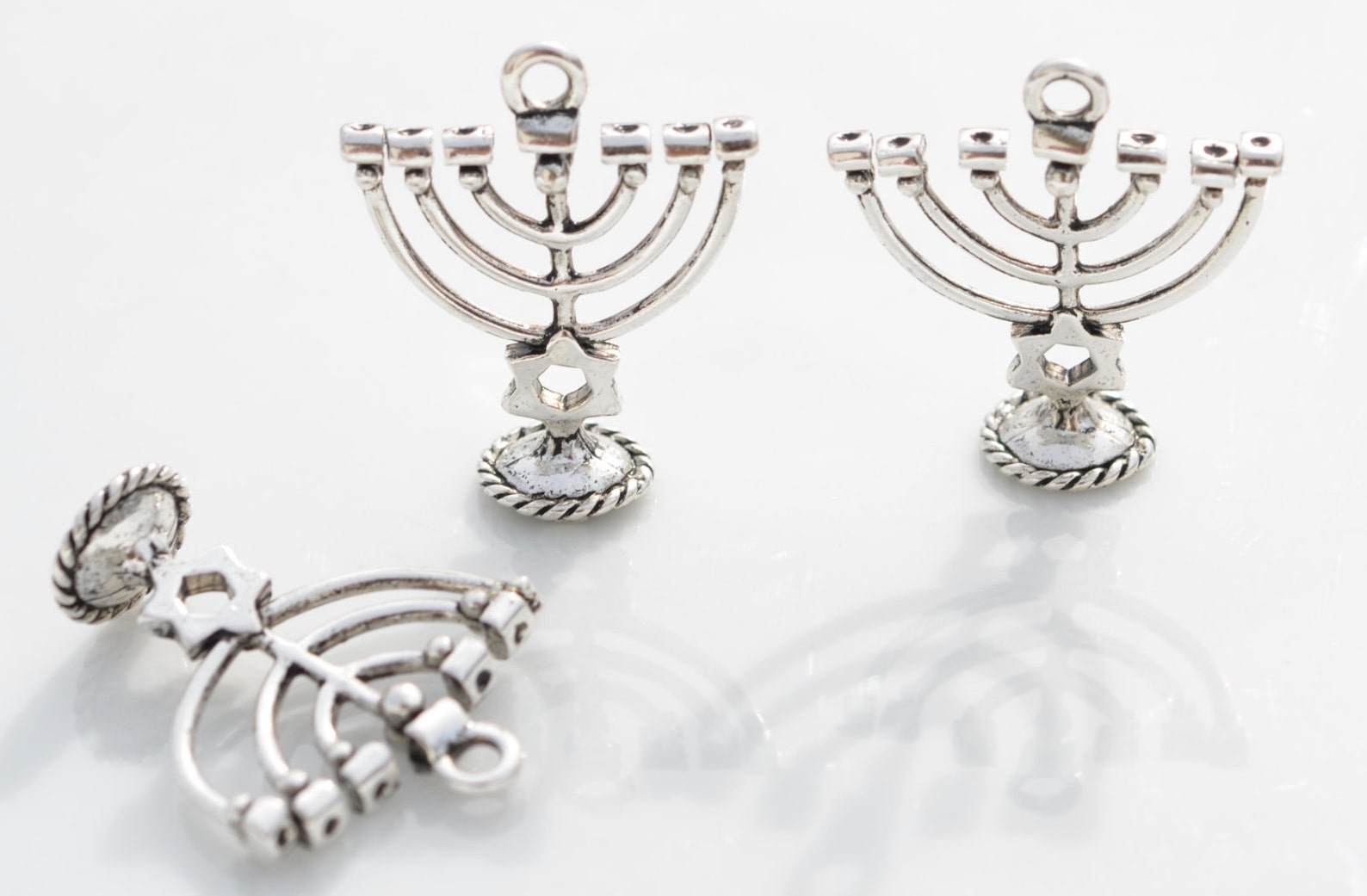 5 Menorah Silver Tone Charms SC5505 Etsy