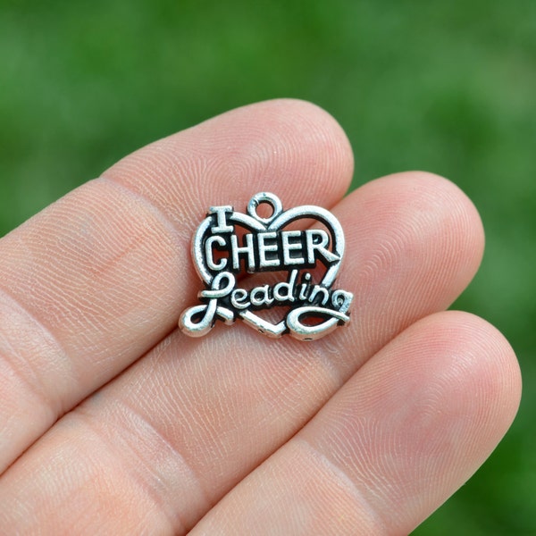 10  I Love Cheerleading Silver Tone Charms SC3449