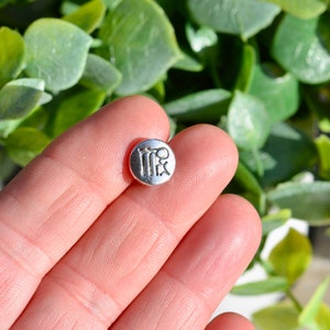 BULK 50 Zodiac Virgo Silver Tone 10mm Beads  BD987