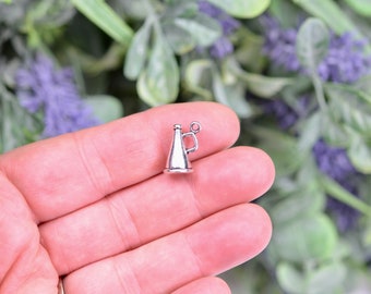 Oxidized Sterling Silver Cheerleaders Megaphone Dangle Bead Charm Oxidized Sterling Silver Cheerleaders Megaphone Dangle Bead Charm