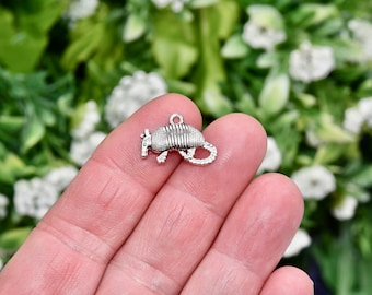 BULK 20  Armadillo Silver Tone Double Sided Charms SC2090