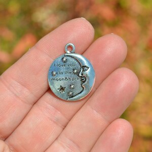 BULK 20 Love you to the Moon and Back Silver Tone Charms SC6464