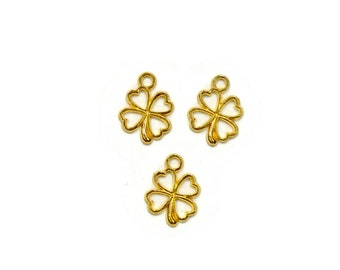 10 Four Leaf Clover Gold Tone Charms GC5149 - Etsy