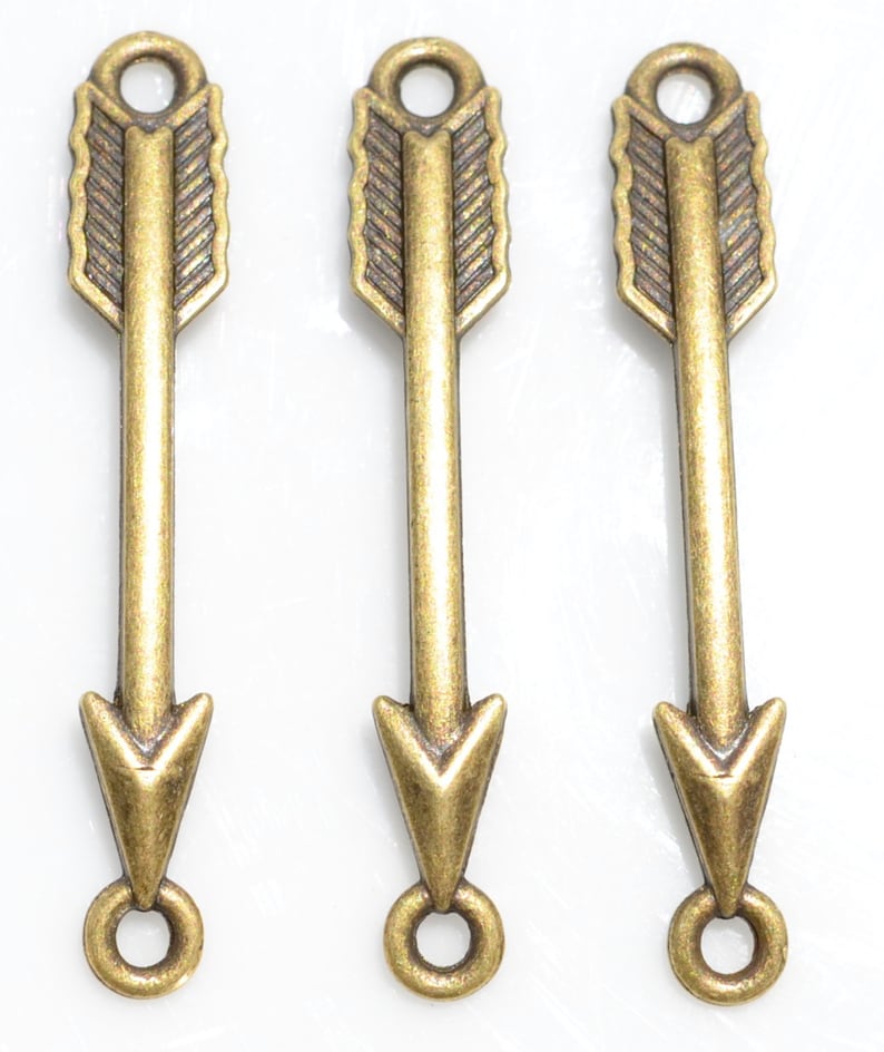 BULK 50 Arrow Bronze Tone Connector Charms BC2592