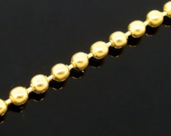 8 Meters, Gold Plated Metal Alloy 2mm Ball Chain C925