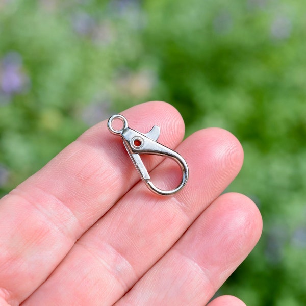 BULK 20 Large Lobster Silver Tone DIY Clasps  F153