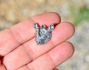 5   Rhinoceros Silver Tone Charms SC1748