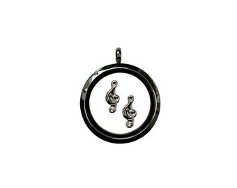 1 Memory Locket Music Note Charm FL295