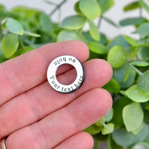 Your Text Custom Laser Engraved 22mm Stainless Steel Washer  Charm, with no Hole EB240E