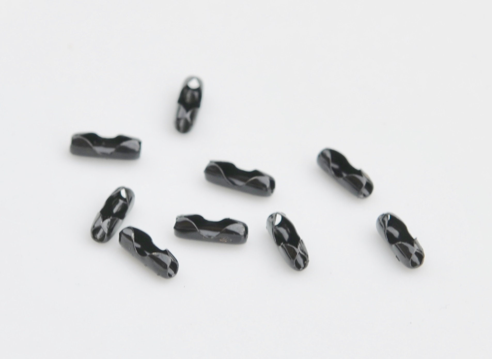50 Black Ball Chain Connectors 2.4mm F663 Etsy