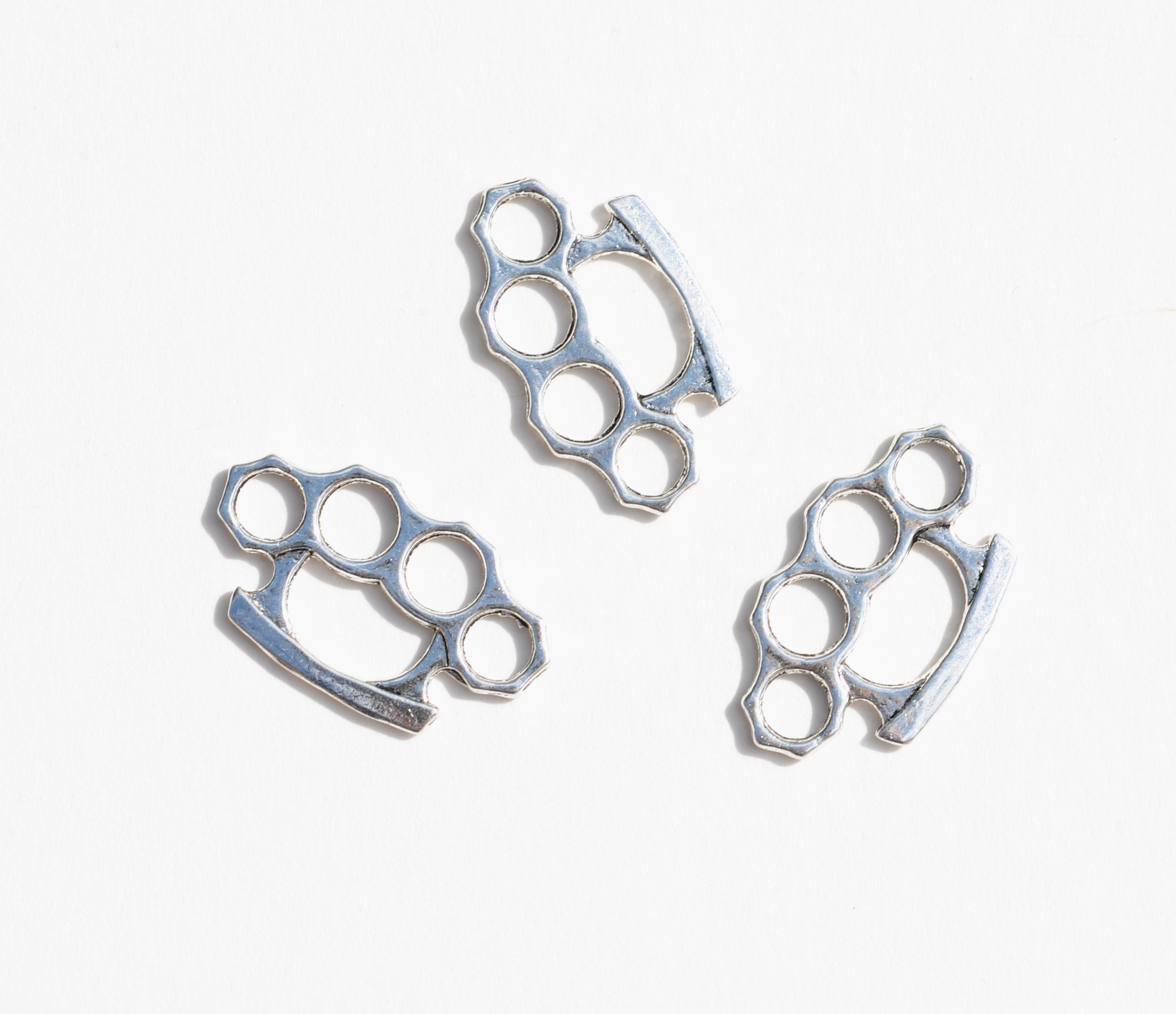 1 Brass Knuckle Silver Tone Charm SC1754 - Etsy