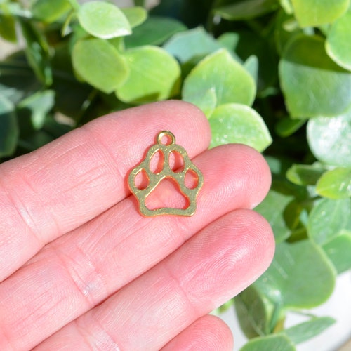 4 20 or 50 BULK Black and Gold Enamel Paw Charms Dog Cat Etsy