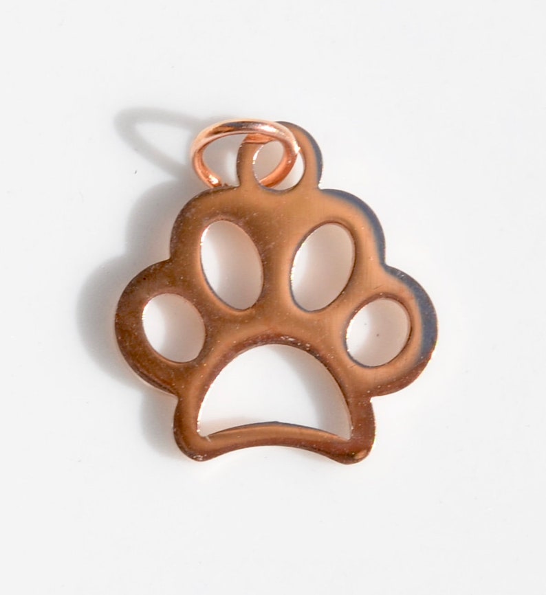 BULK 20 Stainless Steel Rose Gold Plated Dog Paw Charms GC6723