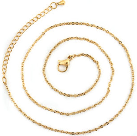 1 Gold Plated Stainless 16 Link Cable Necklace Chain C943 