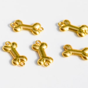 5 Dog Bone Gold Tone Connector Charms GC3905 image 4