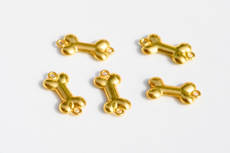 5 Dog Bone Gold Tone Connector Charms GC3905 image 4