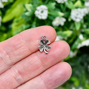 May include: Silver-toned four-leaf clover charm with a loop for attaching to jewelry or crafts.