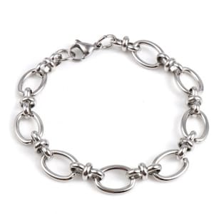 1 Stainless Steel Link 7.5" Charm Bracelet with a Lobster Clasp C1059
