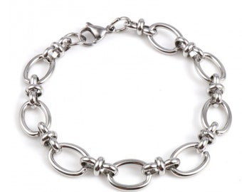 1 Stainless Steel Link 7.5" Charm Bracelet with a Lobster Clasp C1059
