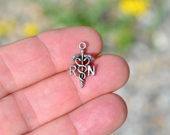 10 RN Nurse Silver Tone Charms SC1661
