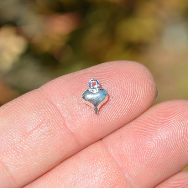 BULK 50 Bright Silver Little Heart Charms SC3101
