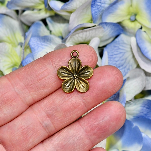 BULK 50 Dogwood Flower  Bronze  Tone Charms BC3616