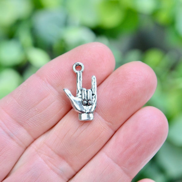 1  I Love You Hand Gesture Silver Tone Charm SC2271