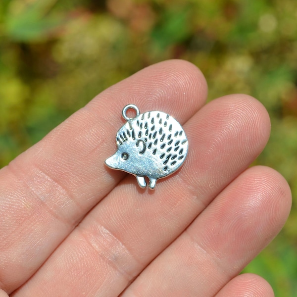 5    Hedgehog Silver Tone Charms SC1371