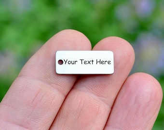 Personalized Stainless Steel Charm, Laser Engraved, Choose Your Font and Quantity Options Small Rectangle Charm EB10E