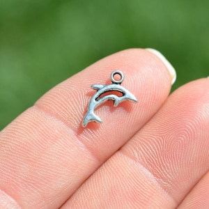 BULK 50  Dolphin Silver Tone Charms SC2434